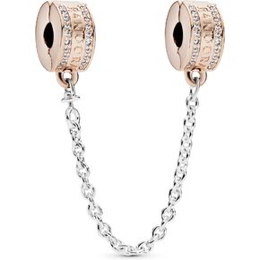 PANDORA Insignia Safety Chain Charm Bracelet Charm Signature Bracelets - Stunning Women's Jewelry - Gift for Women in Your Life - Made Rose & Sterling Silver in Saudi Arabia