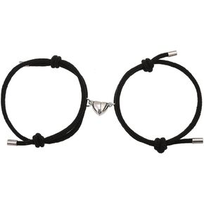 YUQCUZEU 2pcs Heart Shaped Couple Bracelets Matching Chain Rope Friendship Bracelet Gift for Boyfriend Girlfriend Women Men in Saudi Arabia