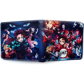Demon Slayer's Blade Anime Wallet PU Leather Wallet Demon Slayer's Blade Crescent Pendant Necklace, (Color) in Kuwait