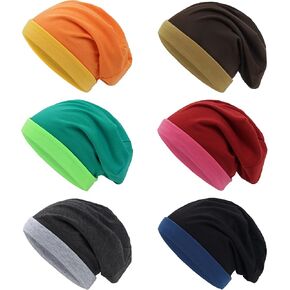 JOYOYO 6 Pack Slouchy Beanie Hip-Hop Soft Lightweight Running Beanie Adult Dwarf Hats Chemo Cap for Men Women Breathability & Elasticity Skull Cap Hat (Two Colors/Ways) Multicolor in Kuwait