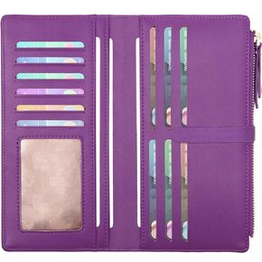 Badiya Ultra Slim Wallet Credit Card Holder Thin Bifold Clutch Wallets with Zipper Pocket for Women