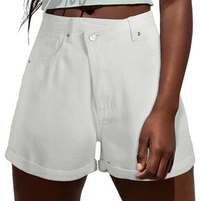 Genleck Women's Juniors Criss Crossover Jean Shorts High Waisted Stretchy Denim Shorts Casual Summer Hot Shorts(Blue,XS-XL) in Kuwait