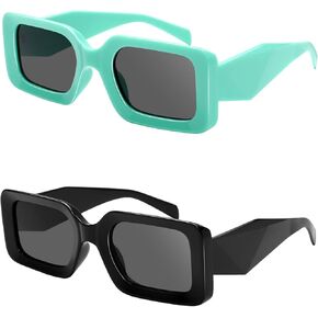 Rectangle Sunglasses for Women Men- Trendy Shades Retro Square glasses Fashion 90s Eyewear