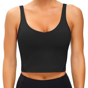 Wjustforu Women's Tank Top Padded Sports Bra Running Workout Yoga Crop Top