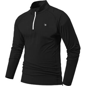 BGOWATU Men's Quarter Zip Pullover Long Sleeve Polo Shirts UPF 50 Quick Dry Golf Shirt