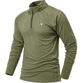 BGOWATU Men's Quarter Zip Pullover Long Sleeve Polo Shirts UPF 50 Quick Dry Golf Shirt