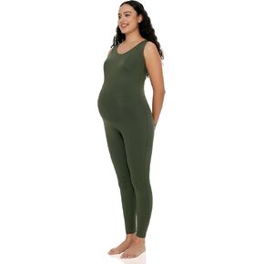 POSHDIVAH Women's Maternity Jumpsuit Romper Pregnancy Leggings Sleeveless Tank Top Bodycon Bodysuit Shapewear