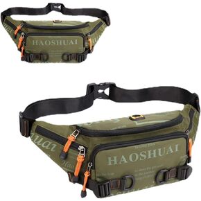 Fanny Pack Belt Waist Bag for Men &Women Unisex Waterproof Hip Pack with Headphone Jack and Zipper Adjustable Strap Running Pack for Outdoors & Gym (Black) in Kuwait