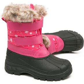 أحذية الثلوج للأطفال بنين بنات أحذية الشتاء منتصف العجل المضادة للانزلاق في الهواء الطلق الأحذية الدافئة مع الفراء اصطف (/طفل صغير/طفل كبير) in Kuwait