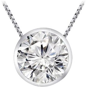 0.5 Carat 14K White Gold Round Diamond Bezel Solitaire Pendant Necklace K Color I2 Clarity w/ 18" Silver Chain in Kuwait