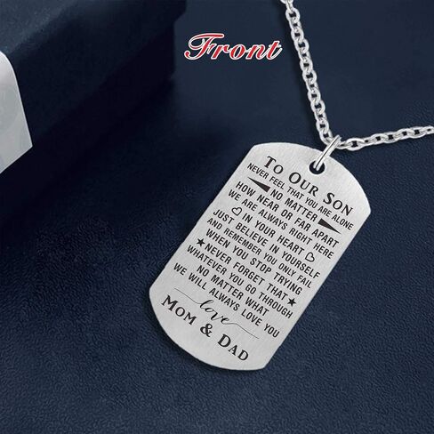 ABNTY Son Necklace, Gifts for Son, Pendant Necklace Inspirational Gifts for Son from Parents in Kuwait