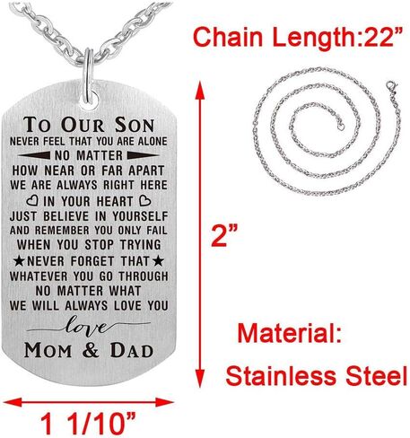 ABNTY Son Necklace, Gifts for Son, Pendant Necklace Inspirational Gifts for Son from Parents in Kuwait