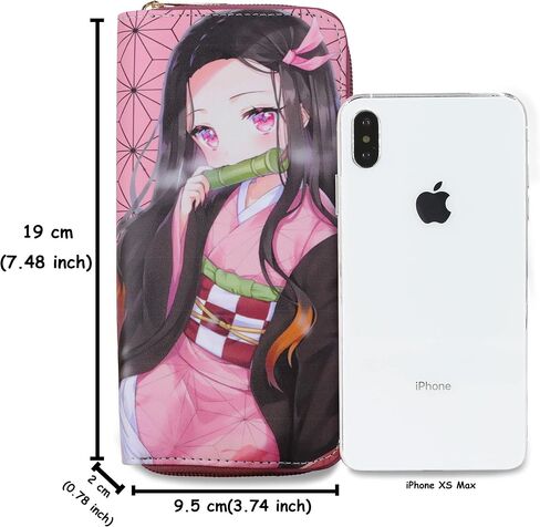 Roffatide Anime Demon Slayer Wallets Kamado Nezuko Zipper Wallet Faux Leather Long Wallet for Women Men in Saudi Arabia