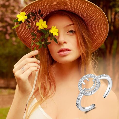 YKYLHSYXR Good Luck Happy-Face Necklaces Rings Stud-Earrings - Dainty Smile Face Jewelry with CZ Simulated Diamond, Cute Preppy Aesthetic Jewelry Gifts for Girls Women. in Kuwait
