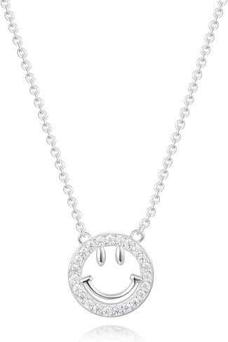 YKYLHSYXR Good Luck Happy-Face Necklaces Rings Stud-Earrings - Dainty Smile Face Jewelry with CZ Simulated Diamond, Cute Preppy Aesthetic Jewelry Gifts for Girls Women. in Kuwait