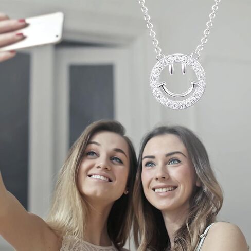 YKYLHSYXR Good Luck Happy-Face Necklaces Rings Stud-Earrings - Dainty Smile Face Jewelry with CZ Simulated Diamond, Cute Preppy Aesthetic Jewelry Gifts for Girls Women. in Kuwait