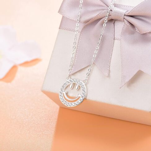 YKYLHSYXR Good Luck Happy-Face Necklaces Rings Stud-Earrings - Dainty Smile Face Jewelry with CZ Simulated Diamond, Cute Preppy Aesthetic Jewelry Gifts for Girls Women. in Kuwait