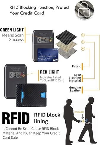 محفظة رفيعة للرجال مع مشبك نقود - تقنية حجب RFID - ثنائية الطي، رفيعة وبسيطة - 11 حجرة للبطاقات - جيب أمامي - لون أسود - مقاس -3.1 بوصة × 4.3 بوصة in Kuwait