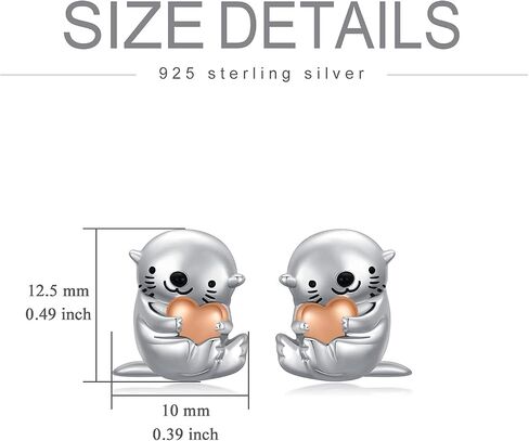 PROESS Cow Otter Octopus Raccoon Axolotl Giraffe Earrings Sterling Silver Animal Stud Earrings Cute Animal Jewelry Gifts for Women Girls in Saudi Arabia