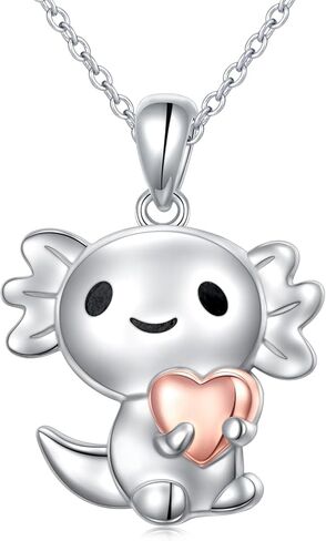 YinShan Axolotl Set Axolotl Stud Earrings for Women Girls 925 Sterling Silver Animal Axolotl Holding Heart Necklace Christmas Birthday Gifts in Saudi Arabia