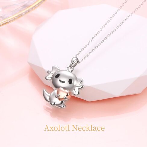 YinShan Axolotl Set Axolotl Stud Earrings for Women Girls 925 Sterling Silver Animal Axolotl Holding Heart Necklace Christmas Birthday Gifts in Saudi Arabia
