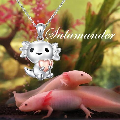 YinShan Axolotl Set Axolotl Stud Earrings for Women Girls 925 Sterling Silver Animal Axolotl Holding Heart Necklace Christmas Birthday Gifts in Saudi Arabia
