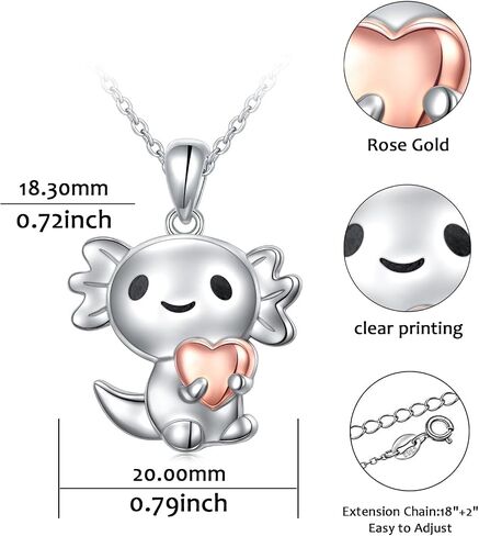 YinShan Axolotl Set Axolotl Stud Earrings for Women Girls 925 Sterling Silver Animal Axolotl Holding Heart Necklace Christmas Birthday Gifts in Saudi Arabia