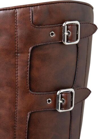 Cossansan Knee High Boots Women- Classic Chunky Boots for Women Fashion Buckles Boots Square Toe Pull On Riding Boots for Women Comfortable Cowgirl Boots in Kuwait