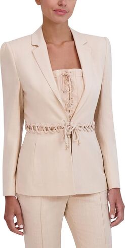 BCBGMAXAZRIA Women's V Neck Laced Waist Jacket in Kuwait