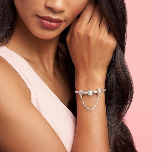 PANDORA Insignia Safety Chain Charm Bracelet Charm Signature Bracelets - Stunning Women's Jewelry - Gift for Women in Your Life - Made Rose & Sterling Silver in Saudi Arabia