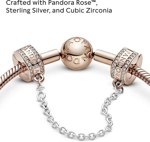 PANDORA Insignia Safety Chain Charm Bracelet Charm Signature Bracelets - Stunning Women's Jewelry - Gift for Women in Your Life - Made Rose & Sterling Silver in Saudi Arabia