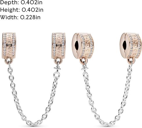 PANDORA Insignia Safety Chain Charm Bracelet Charm Signature Bracelets - Stunning Women's Jewelry - Gift for Women in Your Life - Made Rose & Sterling Silver in Saudi Arabia