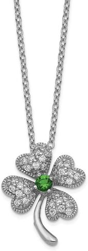 FB JEWELS Solid Cheryl M 925 فضة استرلينية Gla925 فضة استرليني. الزمرد ومكعب زركونيا تشيكوسلوفاكيا 4-أوراق البرسيم قلادة in Saudi Arabia