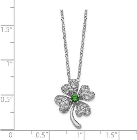 FB JEWELS Solid Cheryl M 925 فضة استرلينية Gla925 فضة استرليني. الزمرد ومكعب زركونيا تشيكوسلوفاكيا 4-أوراق البرسيم قلادة in Saudi Arabia