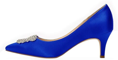 ERIJUNOR Women's Pumps Low Heel Rhinestone Brooch Satin Evening Dress Wedding Shoes in Saudi Arabia