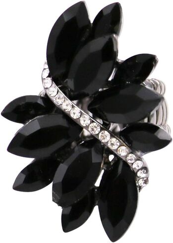 Rosemarie Collections Women's Dazzling Crystal Marquis Leaf Cluster Statement Stretch Cocktail Ring in Kuwait