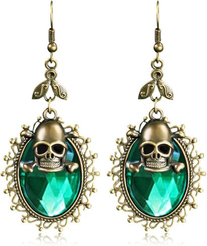 أقراط على شكل جمجمة الهالوين أقراط متدلية من الكريستال القوطي على شكل جمجمة أقراط متدلية بتصميم شخصية Steampunk الشرير مجوهرات للنساء والفتيات in Kuwait