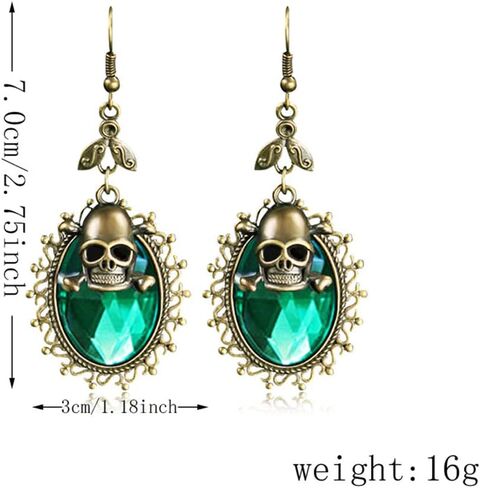 أقراط على شكل جمجمة الهالوين أقراط متدلية من الكريستال القوطي على شكل جمجمة أقراط متدلية بتصميم شخصية Steampunk الشرير مجوهرات للنساء والفتيات in Kuwait