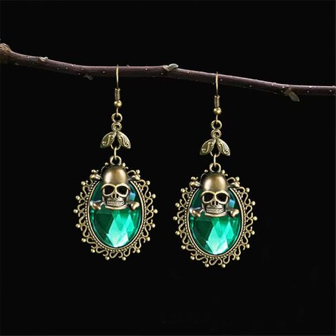 أقراط على شكل جمجمة الهالوين أقراط متدلية من الكريستال القوطي على شكل جمجمة أقراط متدلية بتصميم شخصية Steampunk الشرير مجوهرات للنساء والفتيات in Kuwait