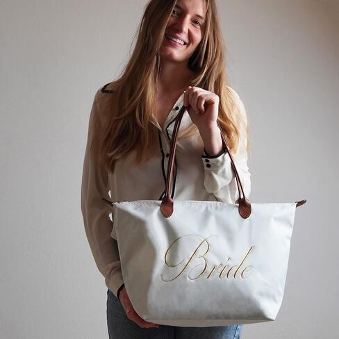 Pergozo Bride Tote Bag - Bridal Shower Gift for Bride Gifts for Wedding Day and Honeymoon - Bachelorette Gifts for Bride to Be Engagement Gifts for Women in Kuwait