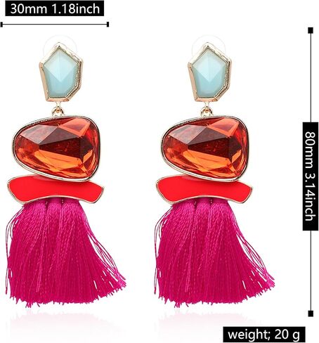 Aishgjia Vintage Drop Dangle Earrings Boho Statement National Style Tassel Fringe Earring Rhinestone Crystal Long Earrings for Women Girls in Saudi Arabia