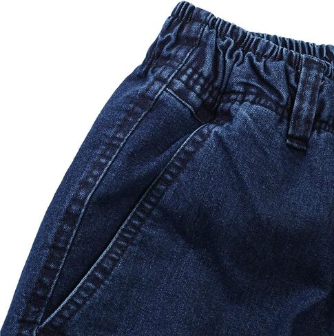 Locachy Men's Elastic Waist Denim Pants Casual Loose Straight Jeans in Kuwait