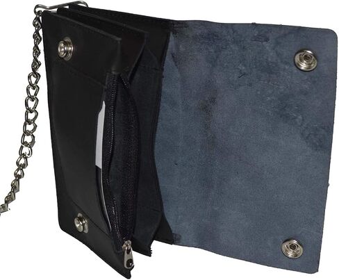 Leatherboss جلد طبيعي للرجال Trifold Eagle Biker Chain Wallet حامل بطاقة الائتمان لسائقي الدراجات النارية وسائقي الشاحنات in Saudi Arabia