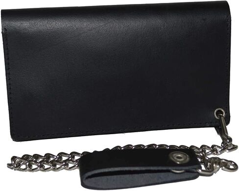 Leatherboss جلد طبيعي للرجال Trifold Eagle Biker Chain Wallet حامل بطاقة الائتمان لسائقي الدراجات النارية وسائقي الشاحنات in Saudi Arabia
