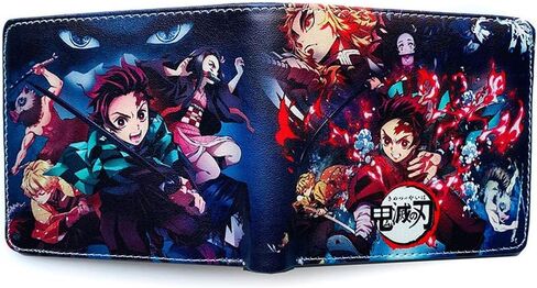 Demon Slayer's Blade Anime Wallet PU Leather Wallet Demon Slayer's Blade Crescent Pendant Necklace, (Color) in Kuwait