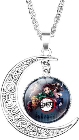 Demon Slayer's Blade Anime Wallet PU Leather Wallet Demon Slayer's Blade Crescent Pendant Necklace, (Color) in Kuwait