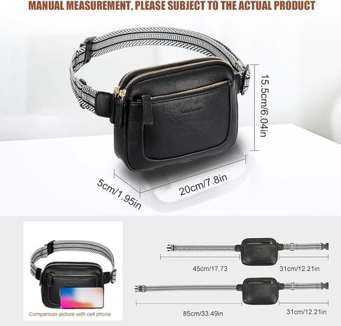 حقائب فاني جلدية من Leathario للنساء، حقيبة حزام صغيرة بحزام حول الجسم، محفظة صغيرة على الخصر عند الصدر، للجري والسفر يوميًا in Kuwait