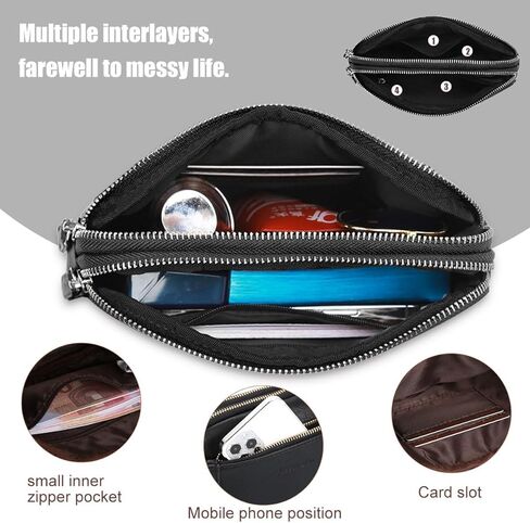 حقائب فاني جلدية من Leathario للنساء، حقيبة حزام صغيرة بحزام حول الجسم، محفظة صغيرة على الخصر عند الصدر، للجري والسفر يوميًا in Kuwait