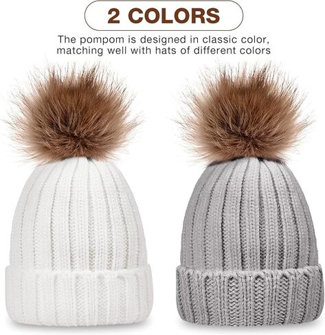 4 Pieces Winter Hat And Gloves Set Women Beanie Hat Gloves Skull Cap Touchscreen Gloves for Women Girl Lady Couple (White and Grey) in Saudi Arabia