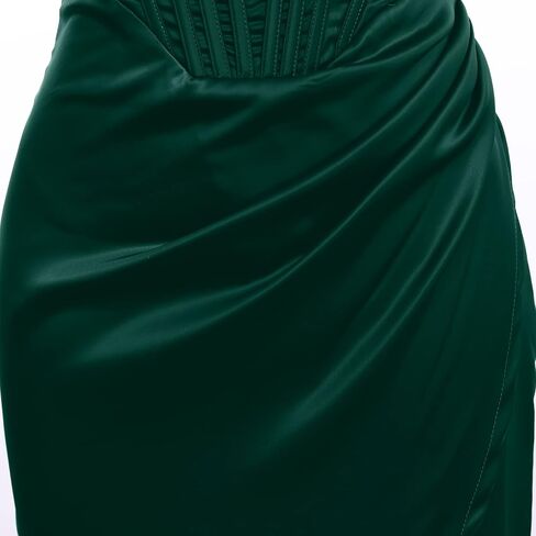 المرأة قبالة الكتف سبليت بوستير مشد فستان ستان حمالة رفع عارية الذراعين عالية الشق Bodycon Ruched كوكتيل فستان الحفلات in Kuwait